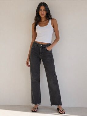 Acne Studios Boy Black Vintage High Waisted Straight Cropped Jeans Size 27